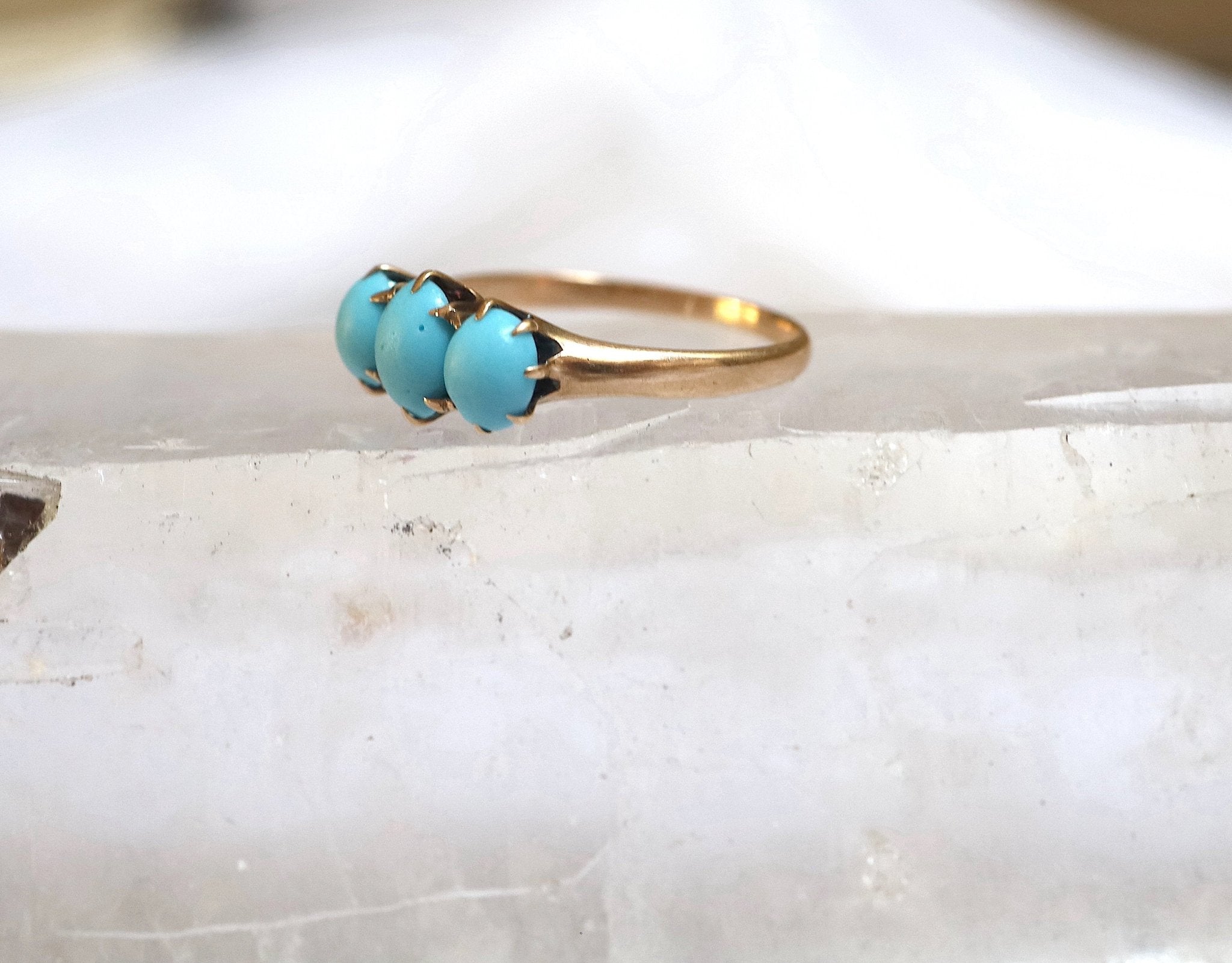 Victorian Three-Stone Turquoise Ring - Petra Star