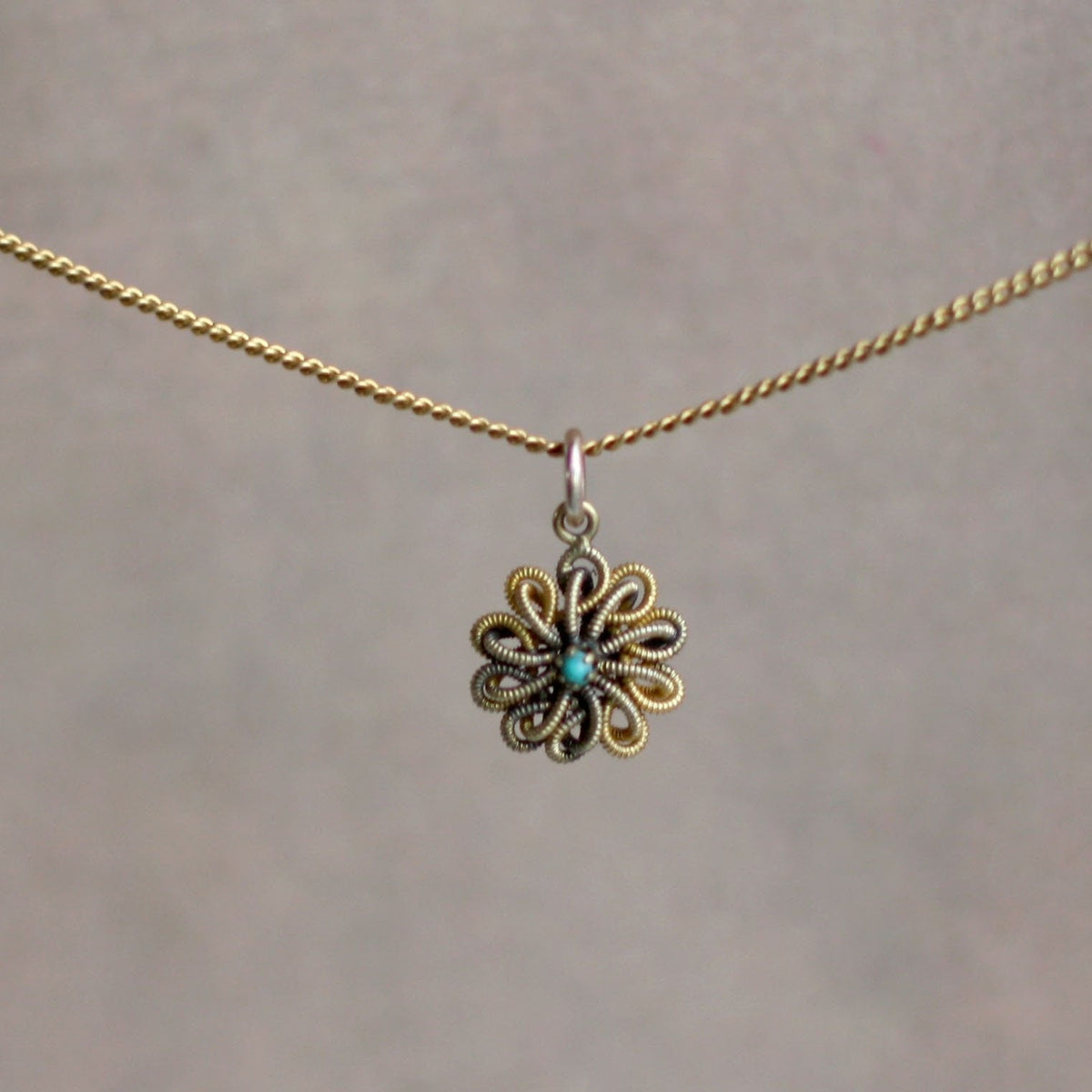 Victorian Turquoise & 10k Gold Pendant - Petra Star