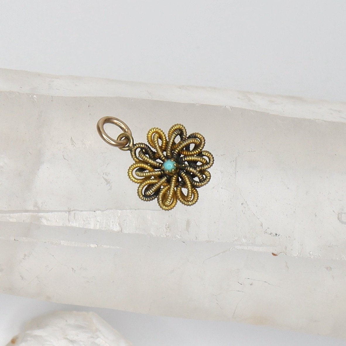 Victorian Turquoise & 10k Gold Pendant - Petra Star