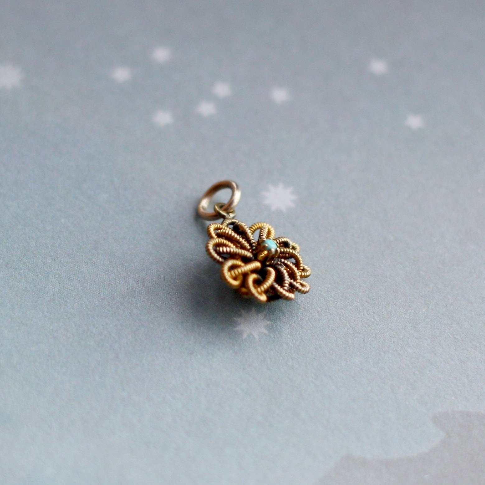 Victorian Turquoise & 10k Gold Pendant - Petra Star