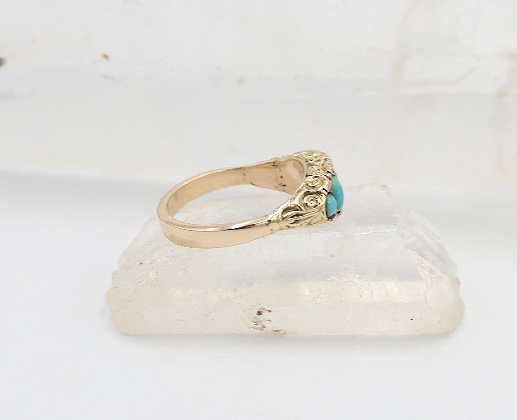Victorian Turquoise Band in 9k & 14k Rose Gold - Petra Star