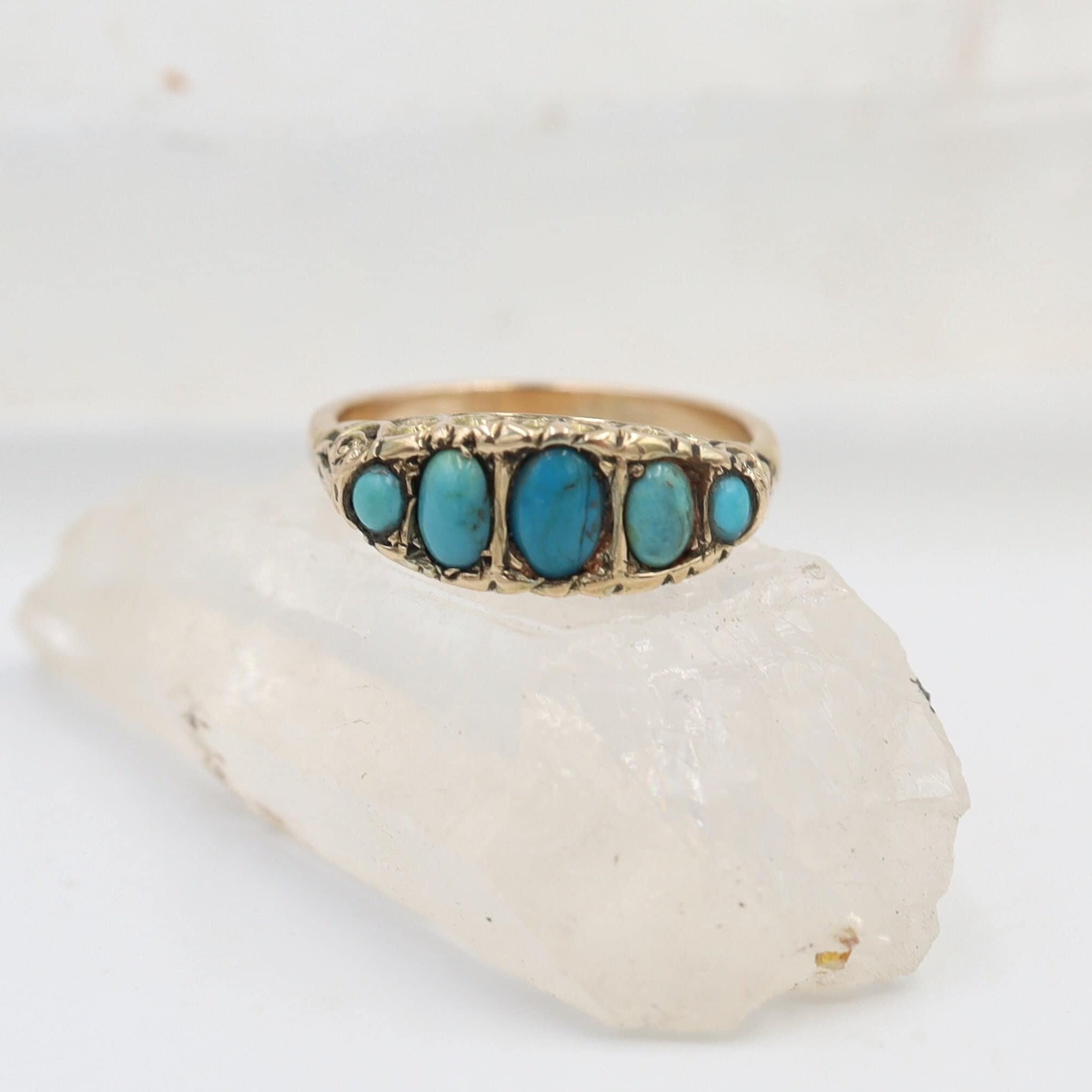 Victorian Turquoise Band in 9k & 14k Rose Gold - Petra Star
