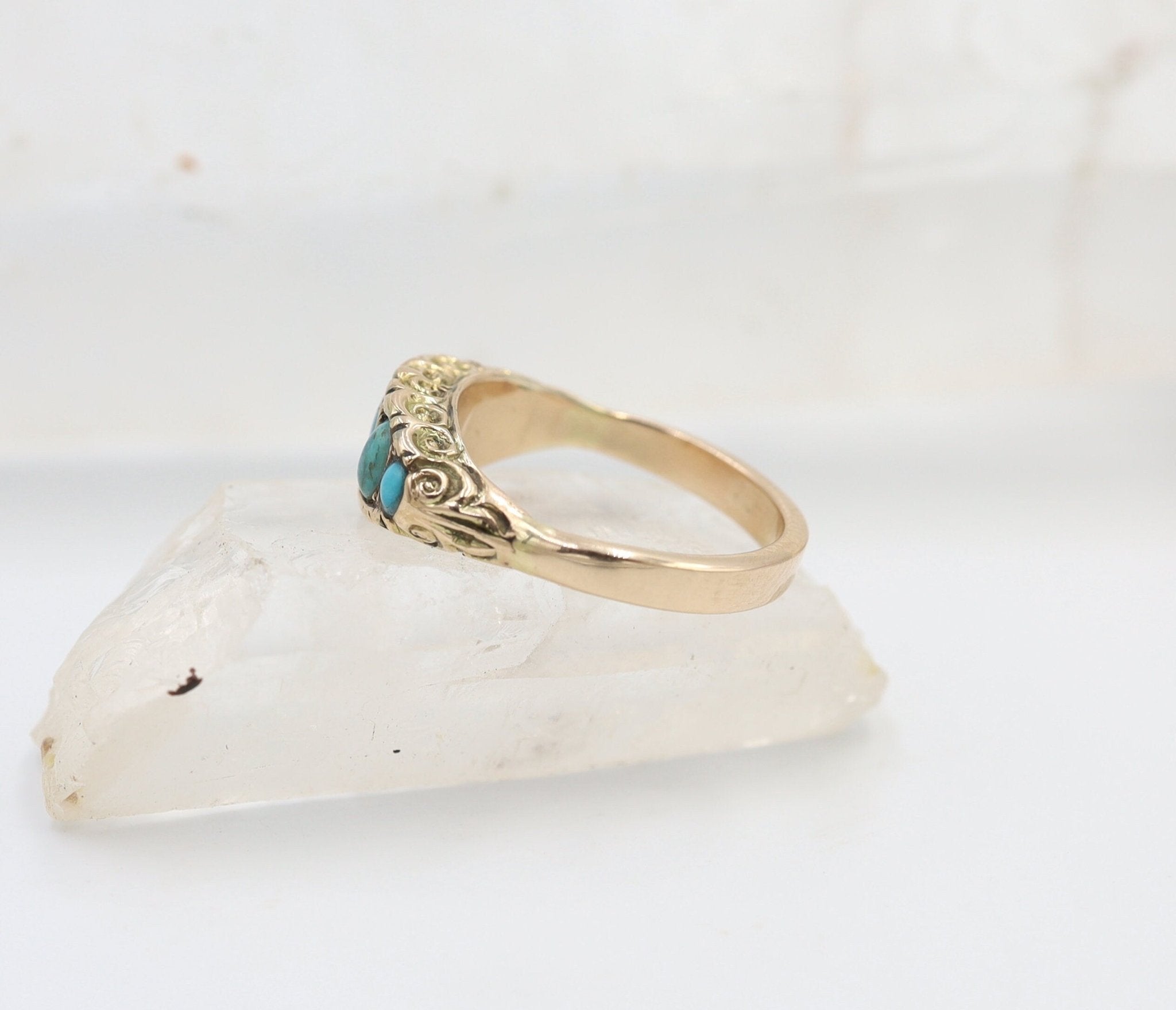 Victorian Turquoise Band in 9k & 14k Rose Gold - Petra Star