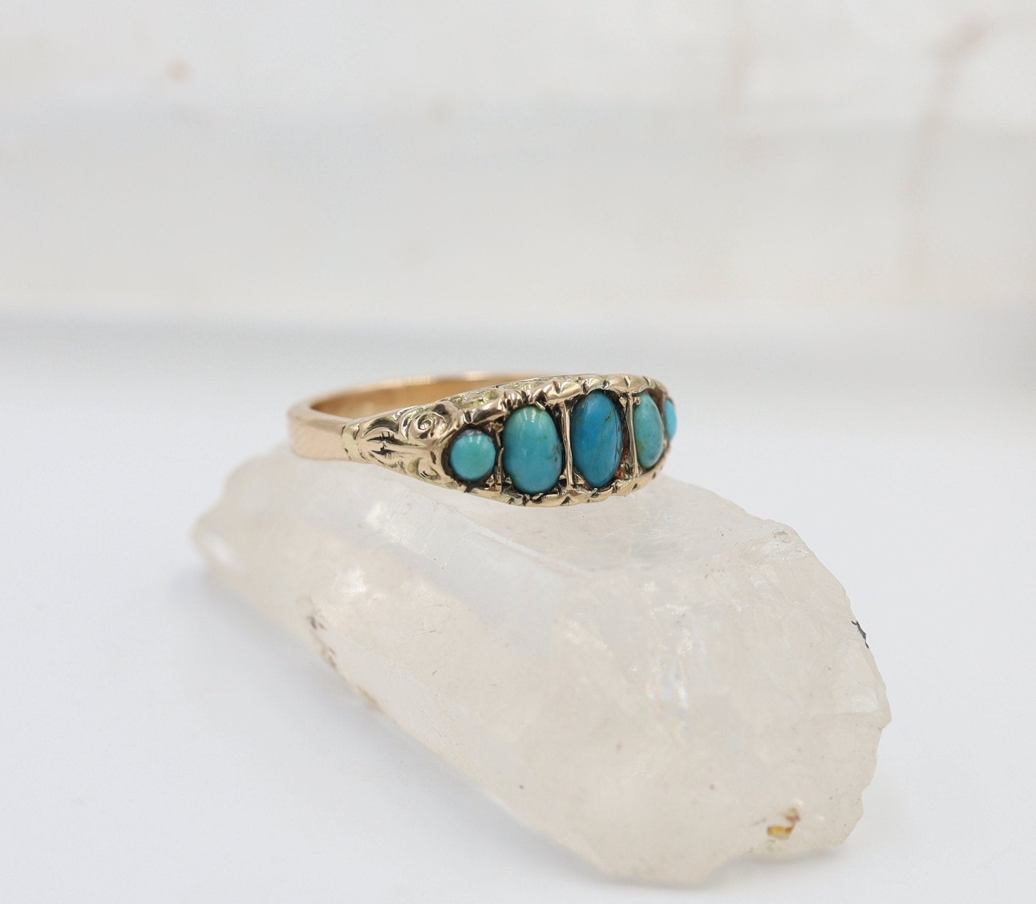 Victorian Turquoise Band in 9k & 14k Rose Gold - Petra Star