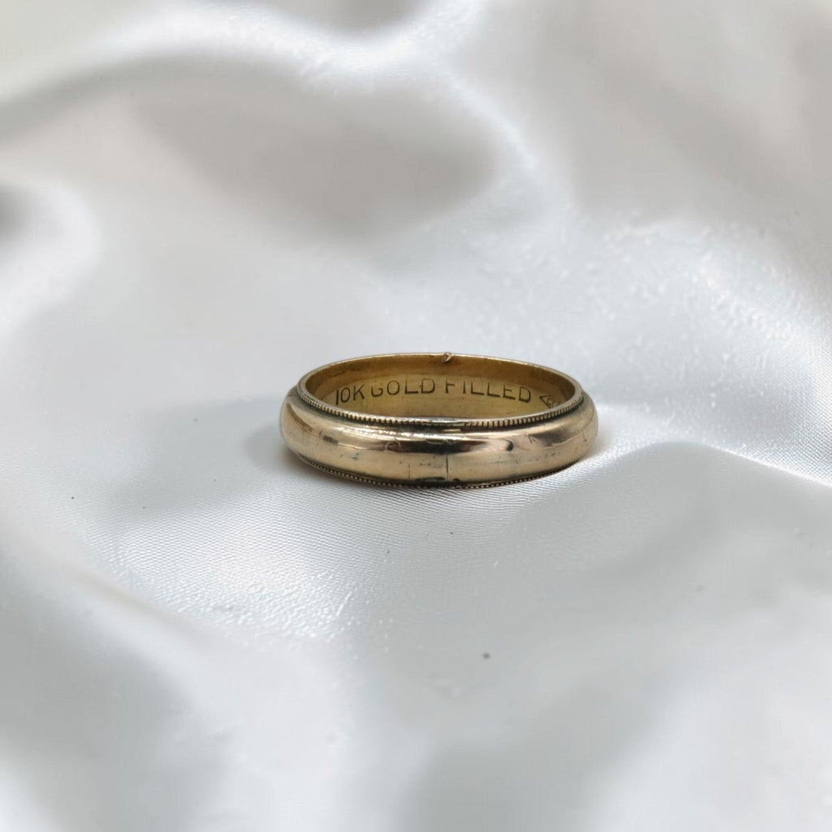 Vintage 10K Gold Filled Milgrain Wedding Band — C&C, Circa 1930s–1940s, Size 5 - Petra StarBand