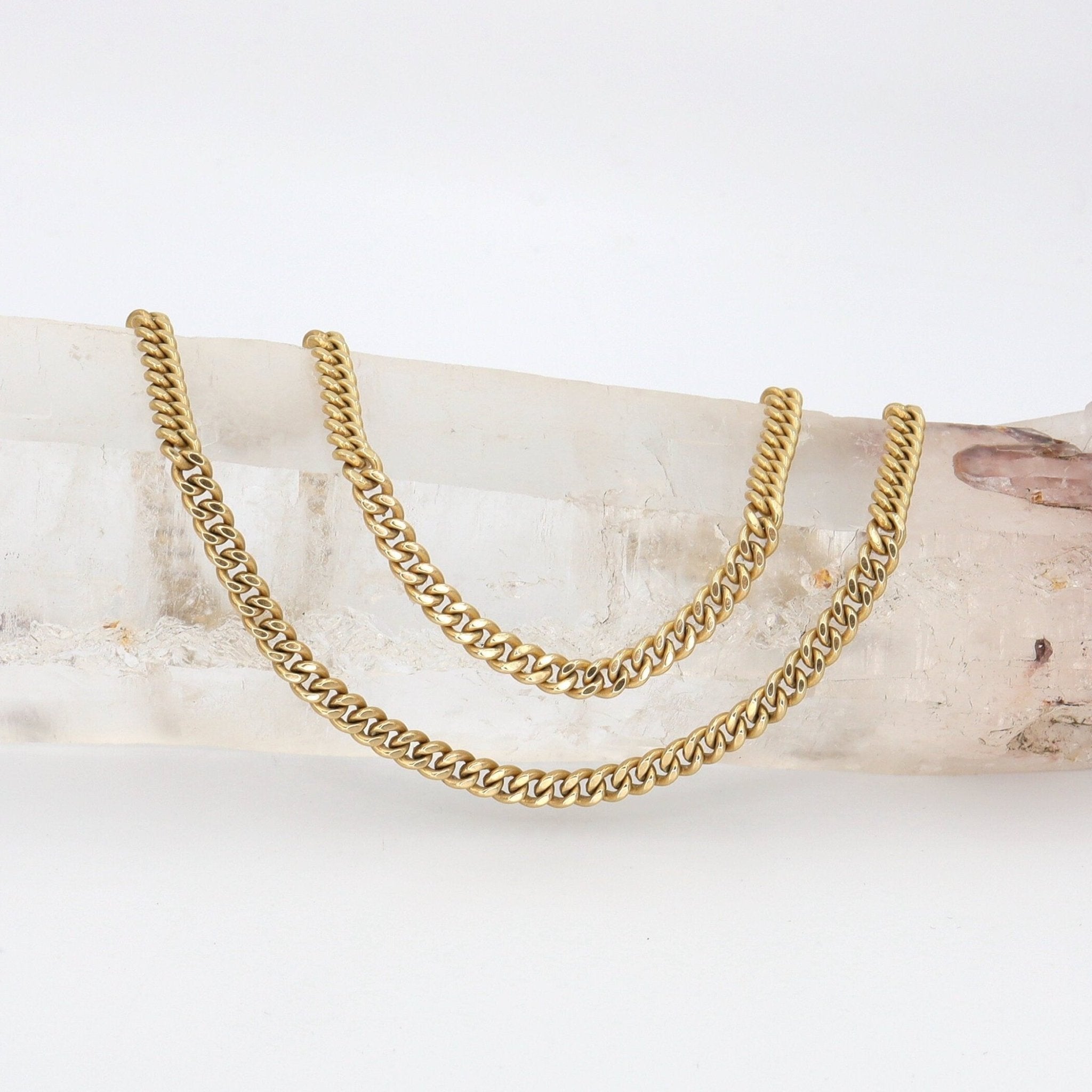 Vintage 14k Gold Chain 4 MM Curblink Necklace 22.5" Length - Petra Star