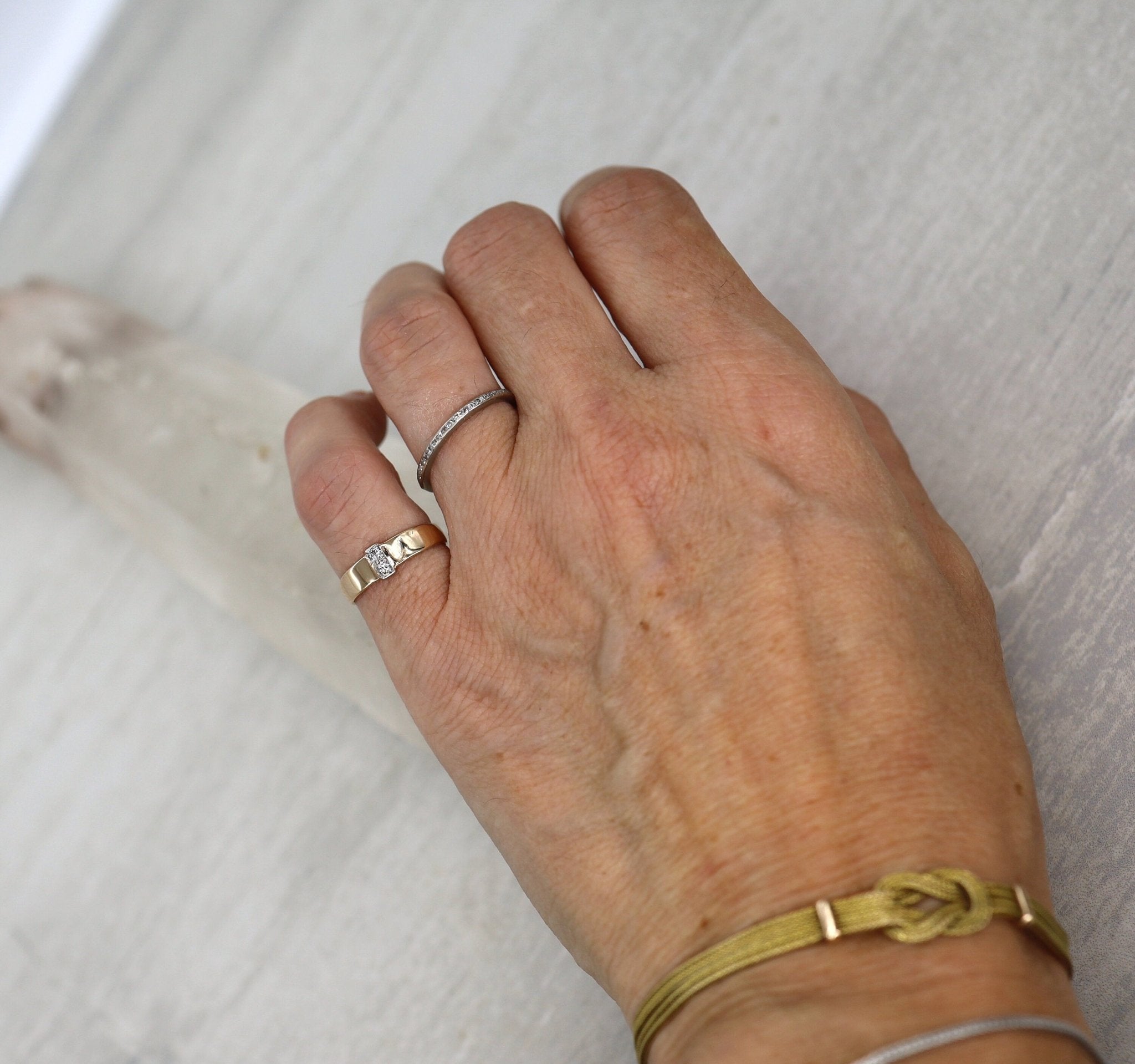 Vintage 14k Gold Diamond Pinky Ring 4MM Wide - Petra Star