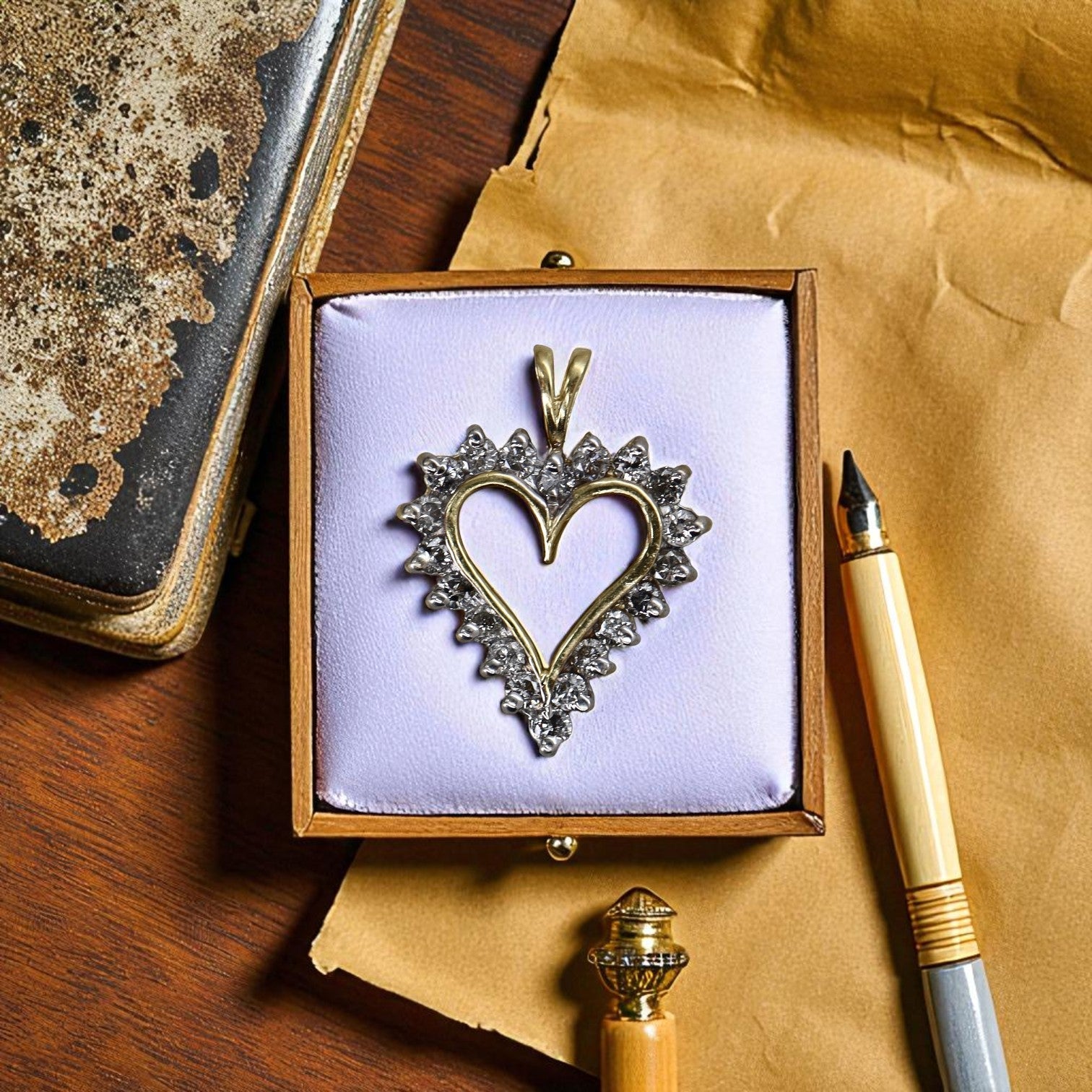 Vintage 14k Gold Heart Pendant Collection—Diamond, Emerald & Ruby - Petra Star