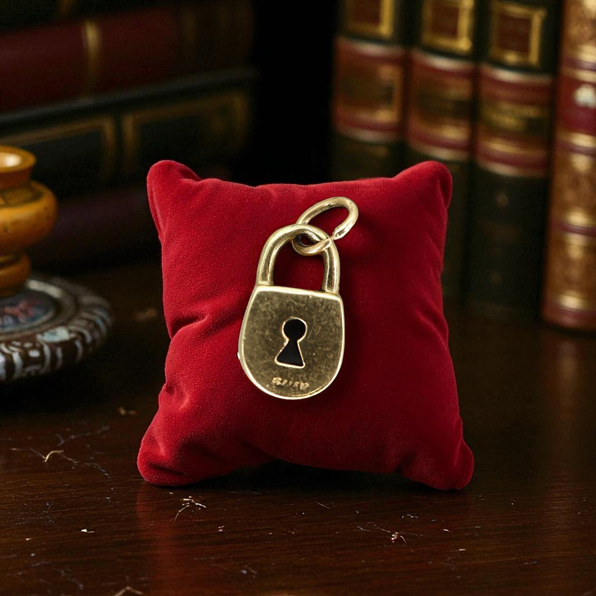 Vintage 14k Gold Padlock Charm - Petra Star