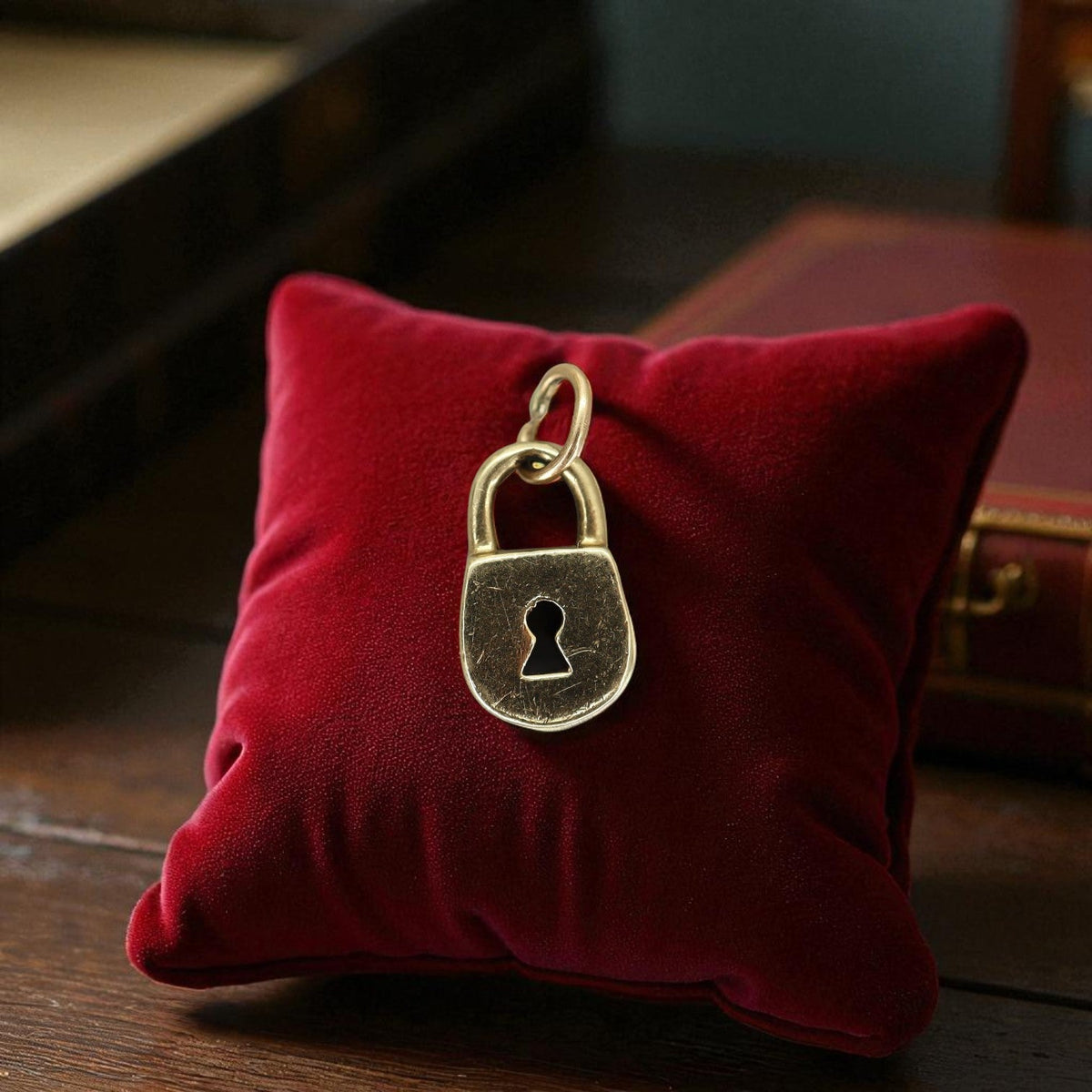 Vintage 14k Gold Padlock Charm - Petra Star