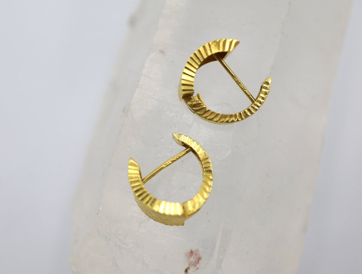 Vintage 22k Gold Huggie Hoops - Petra Star