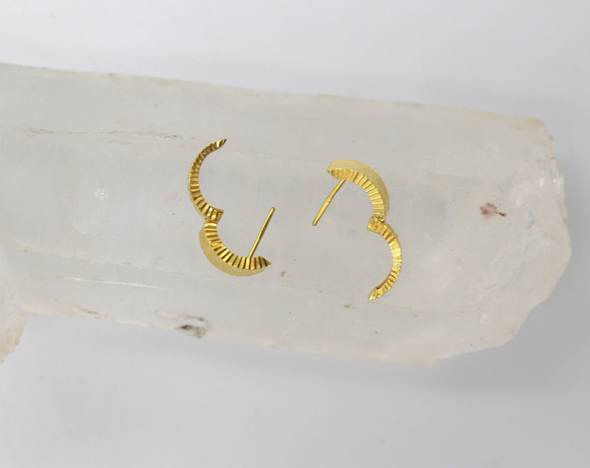 Vintage 22k Gold Huggie Hoops - Petra Star