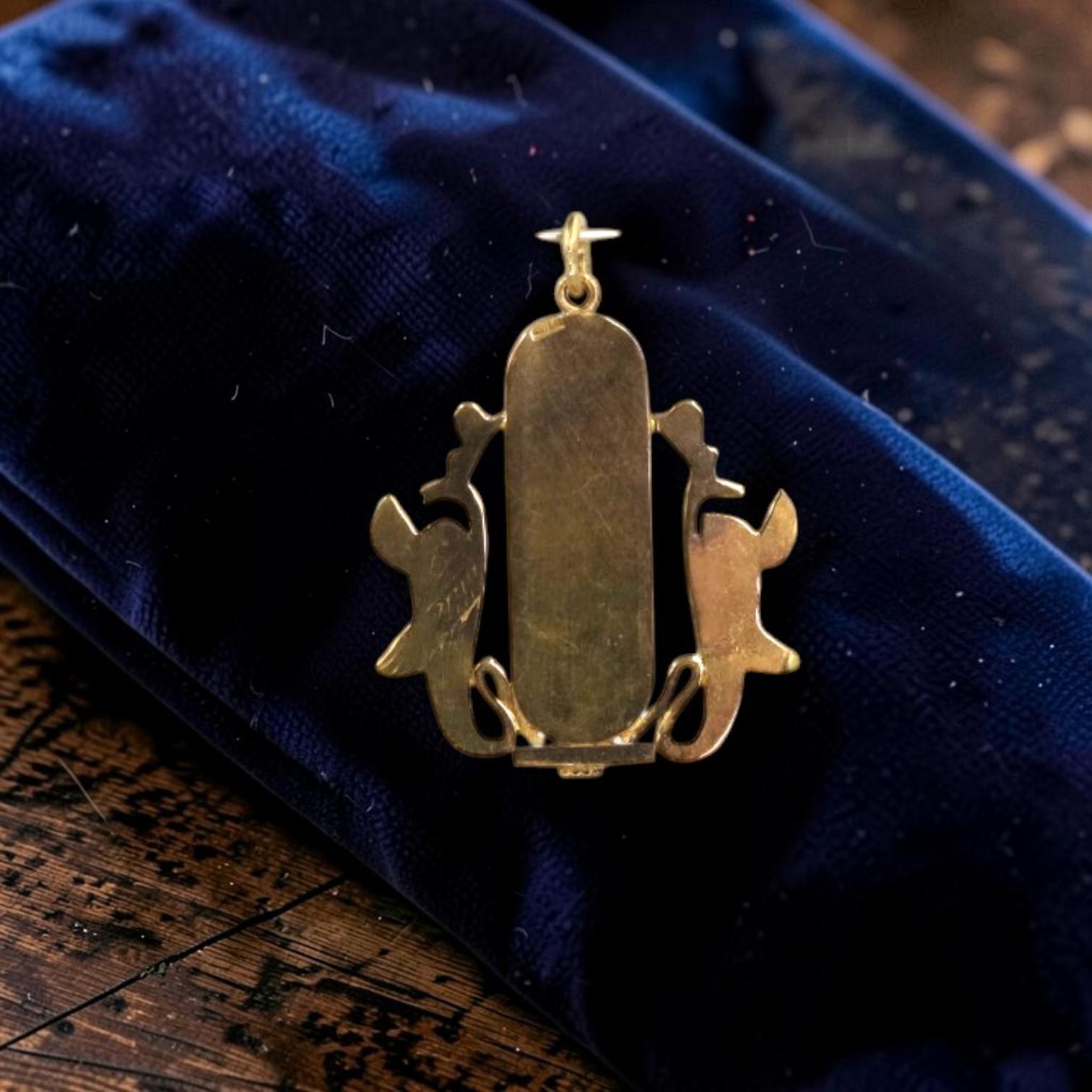 Vintage Egyptian Cartouche Pendant 20k Gold - Petra Star