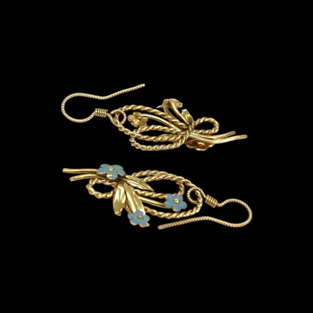 Vintage Forget Me Not Earrings in 14k Gold - Petra Star