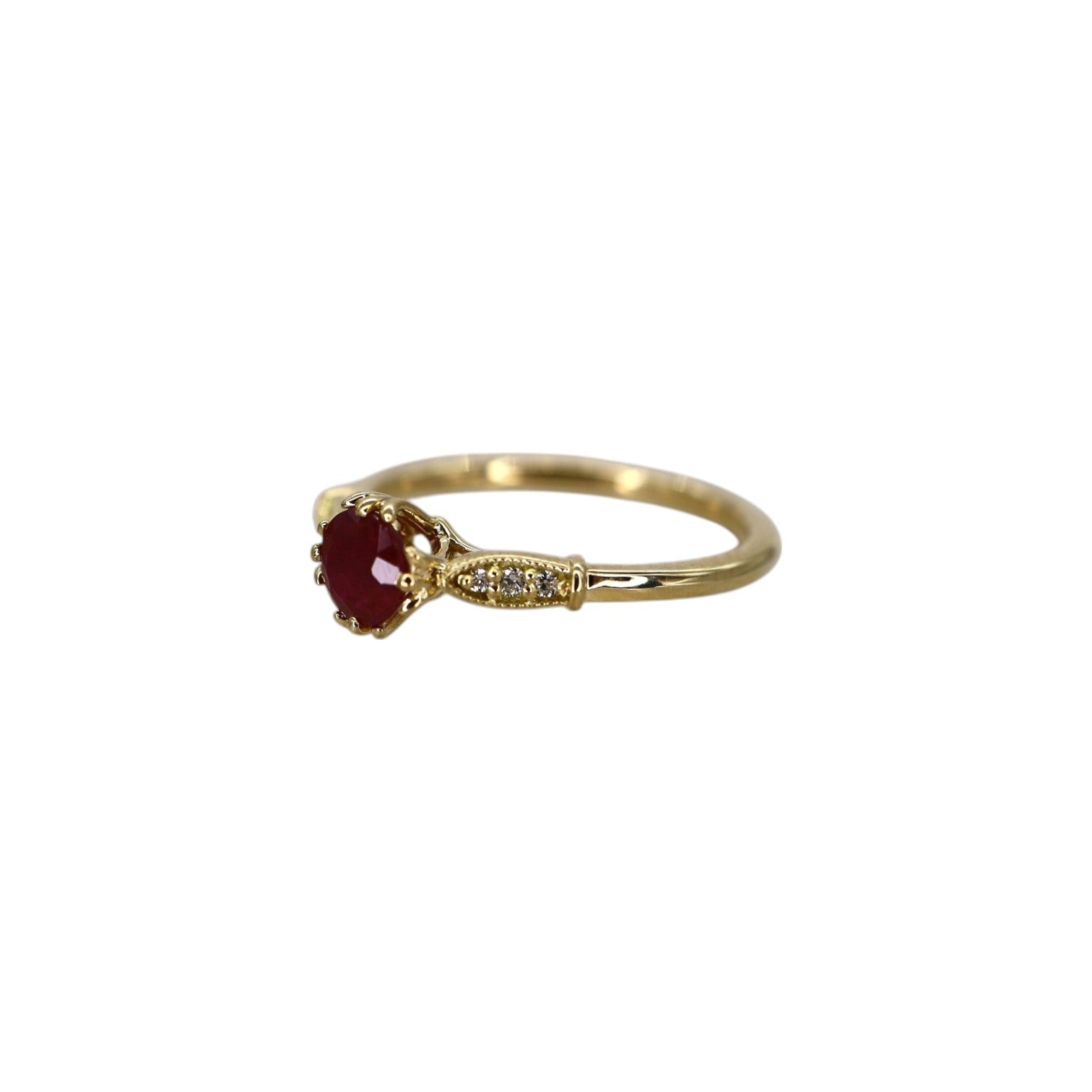 Vintage-Inspired Cathedral Ruby and Diamond Ring - Petra Star