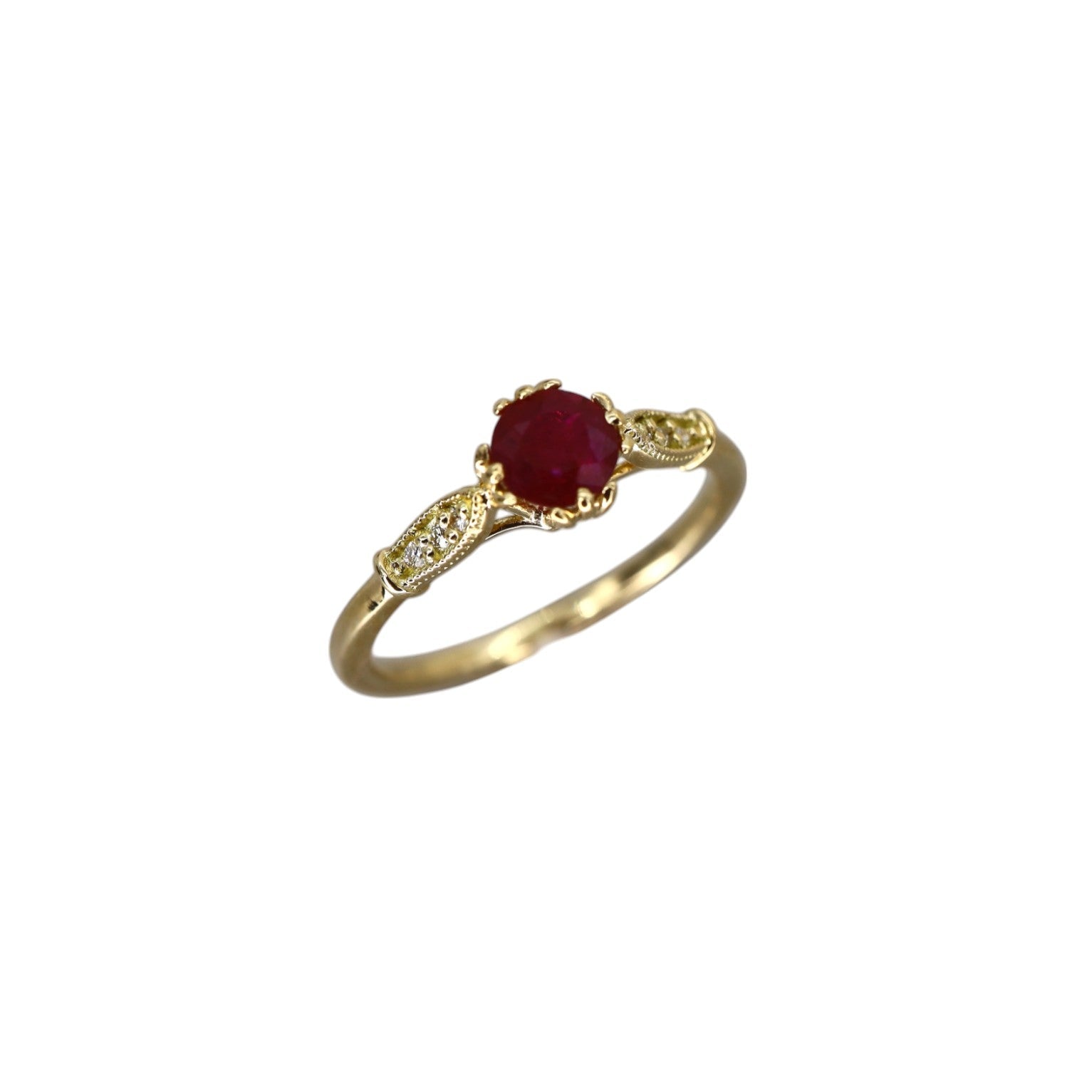 Vintage-Inspired Cathedral Ruby and Diamond Ring - Petra Star