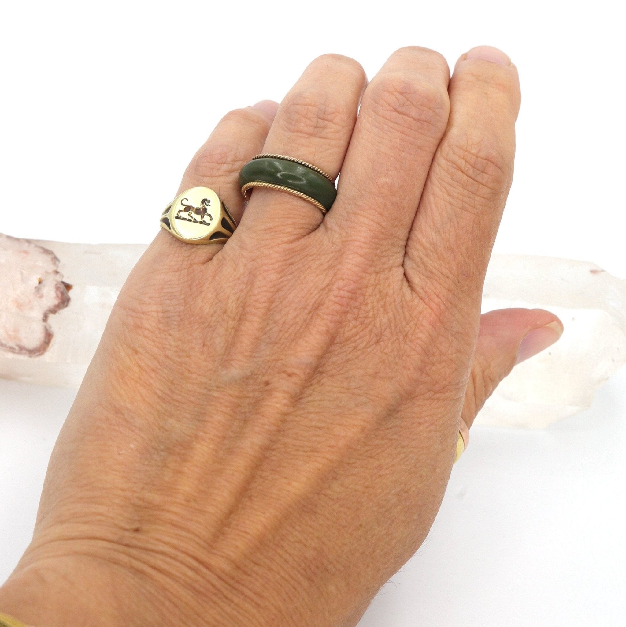 Vintage Jade Band in 10k Gold - Petra Star