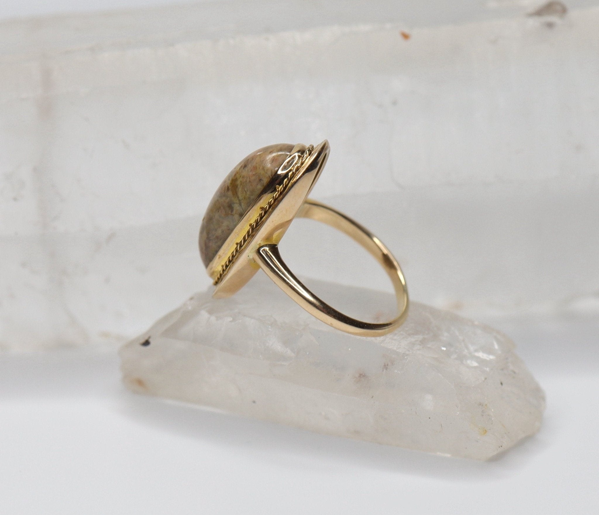 Vintage Jasper Ring 14k Yellow Gold Ring - Petra Star
