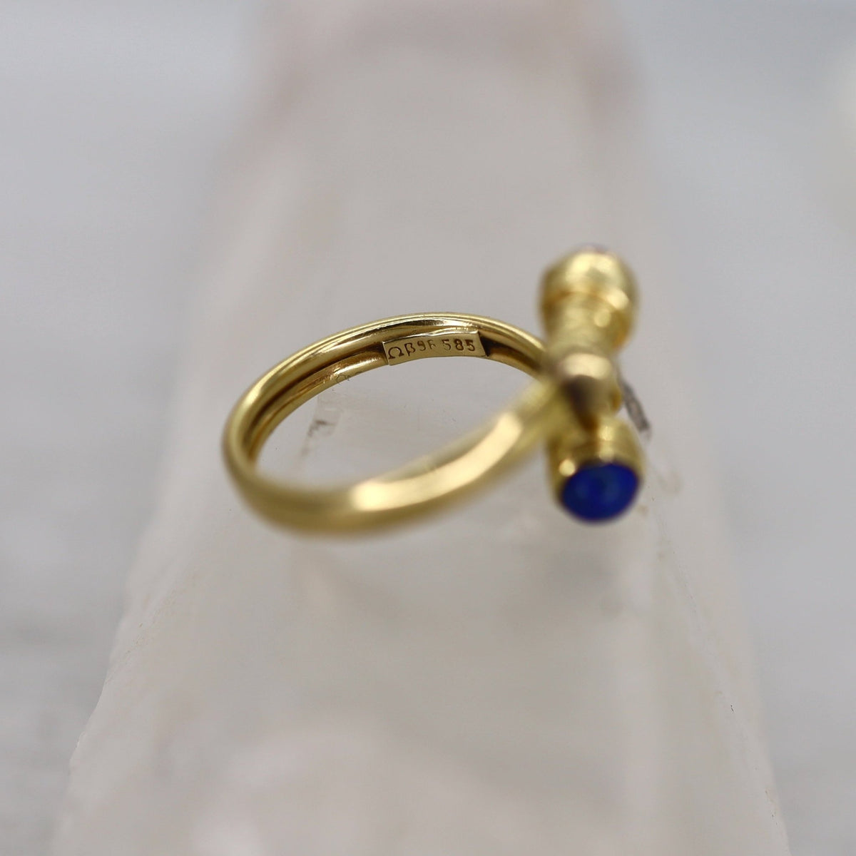 Vintage Lapis Bypass Ring 14k Yellow Gold - Petra Star