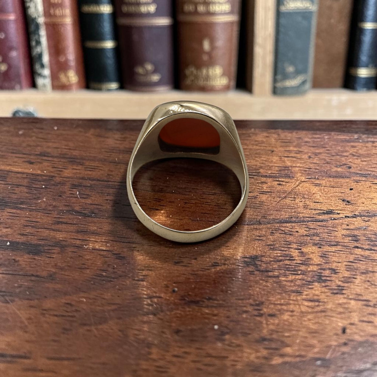 Vintage 10K Yellow Gold Carnelian Signet Ring — Handmade, Circa 1950s–60s, Size 10.5
