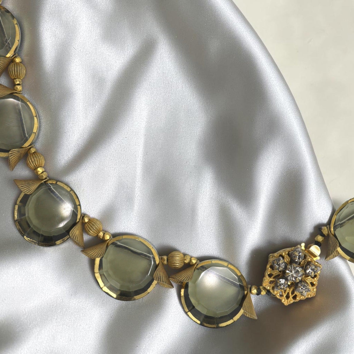 Vintage Miriam Haskell Smoky Quartz Necklace, Gold-Plated, 1950s - Petra StarNecklace