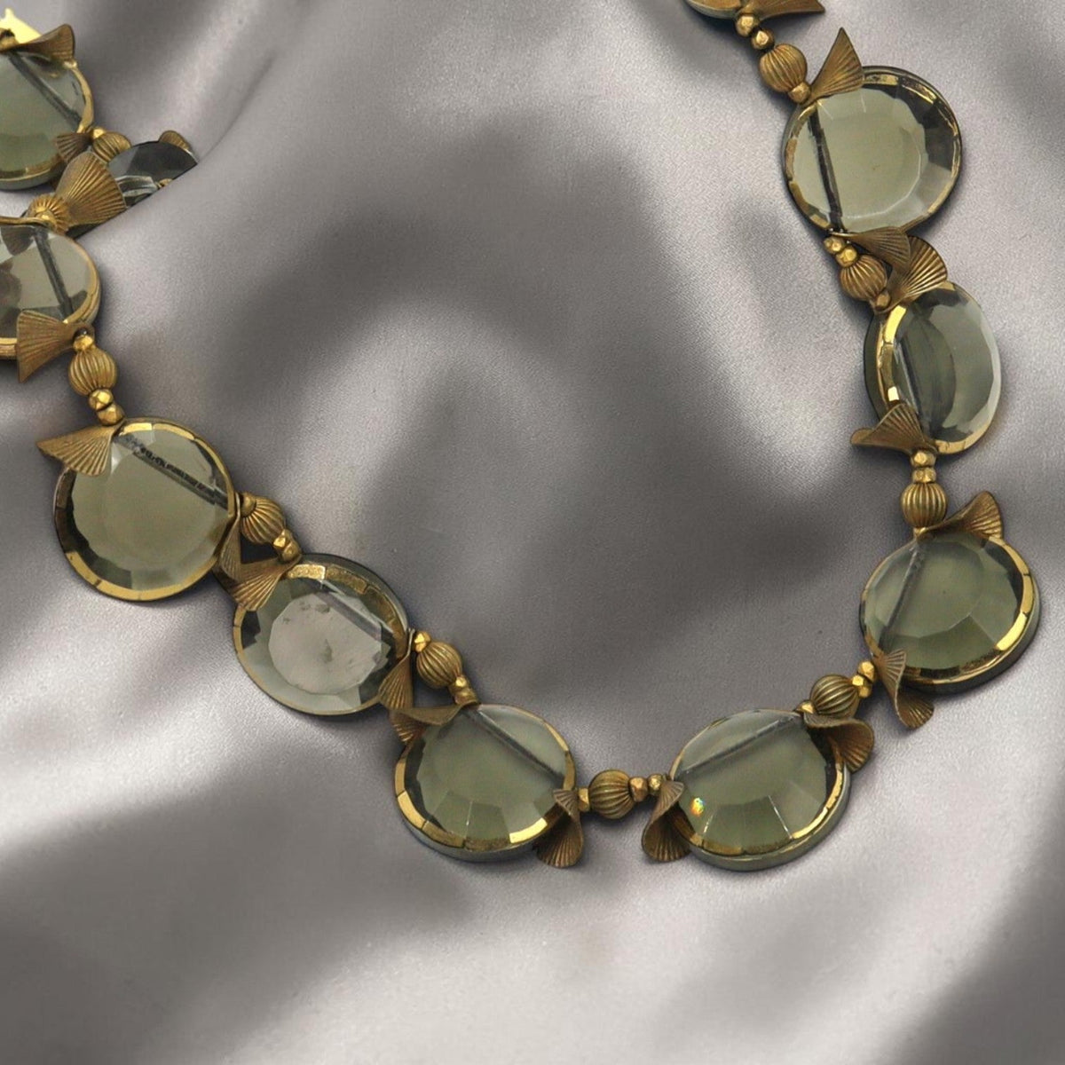 Vintage Miriam Haskell Smoky Quartz Necklace, Gold-Plated, 1950s - Petra StarNecklace
