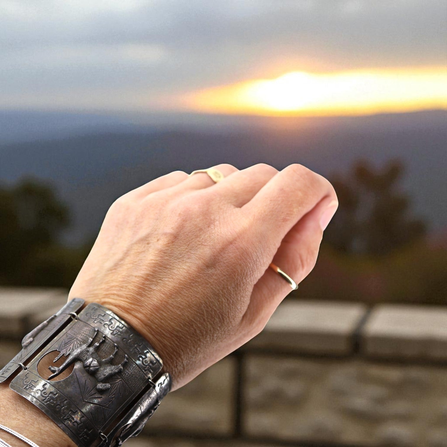 Vintage Peruvian 900 Silver Llama Story-Panel Bracelet — Andean Artisan Craftsmanship - Petra Star