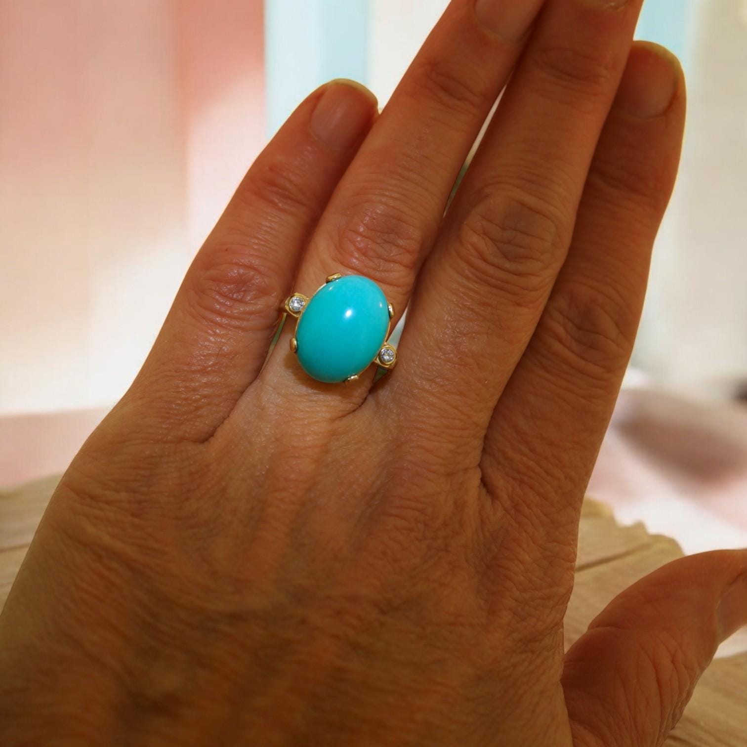 Vintage Turquoise and Diamond Ring - Petra Star