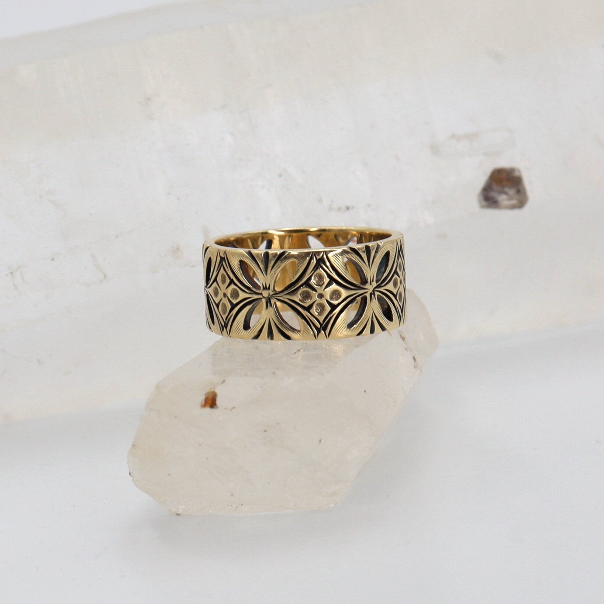 Wide 14k Gold Band by Keepsake - Petra Star