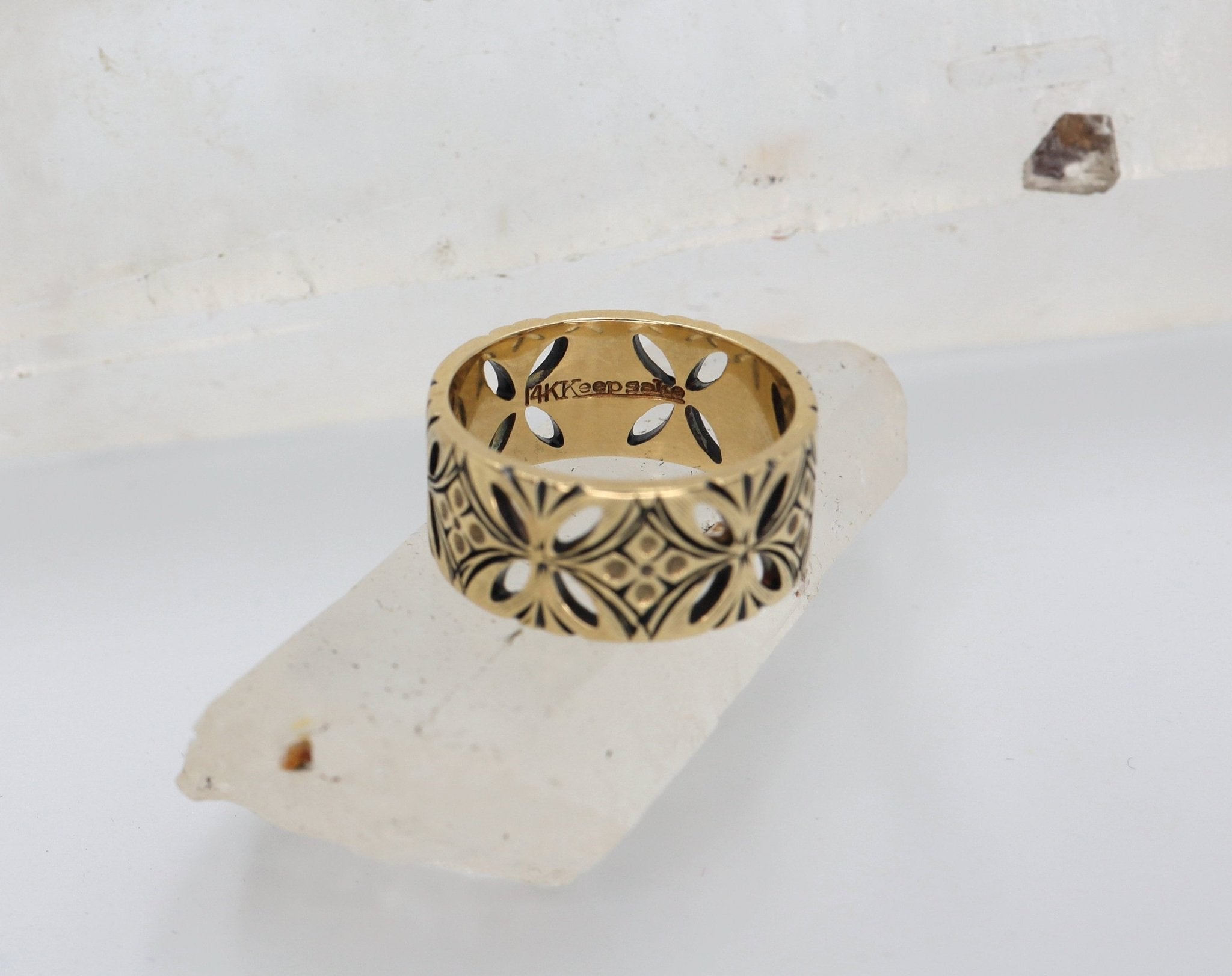 Wide 14k Gold Band by Keepsake - Petra Star