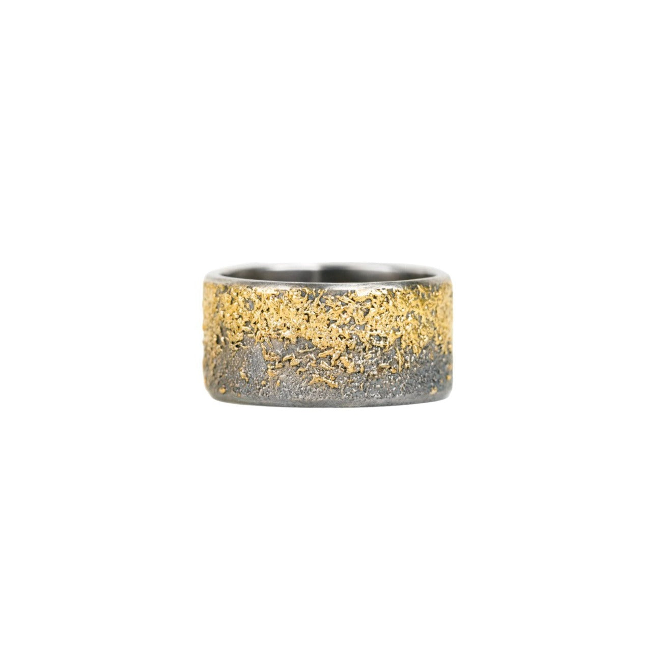 Black + Gold Dusted Band - 22k Gold + Oxidized Argentium Silver - Petra Star