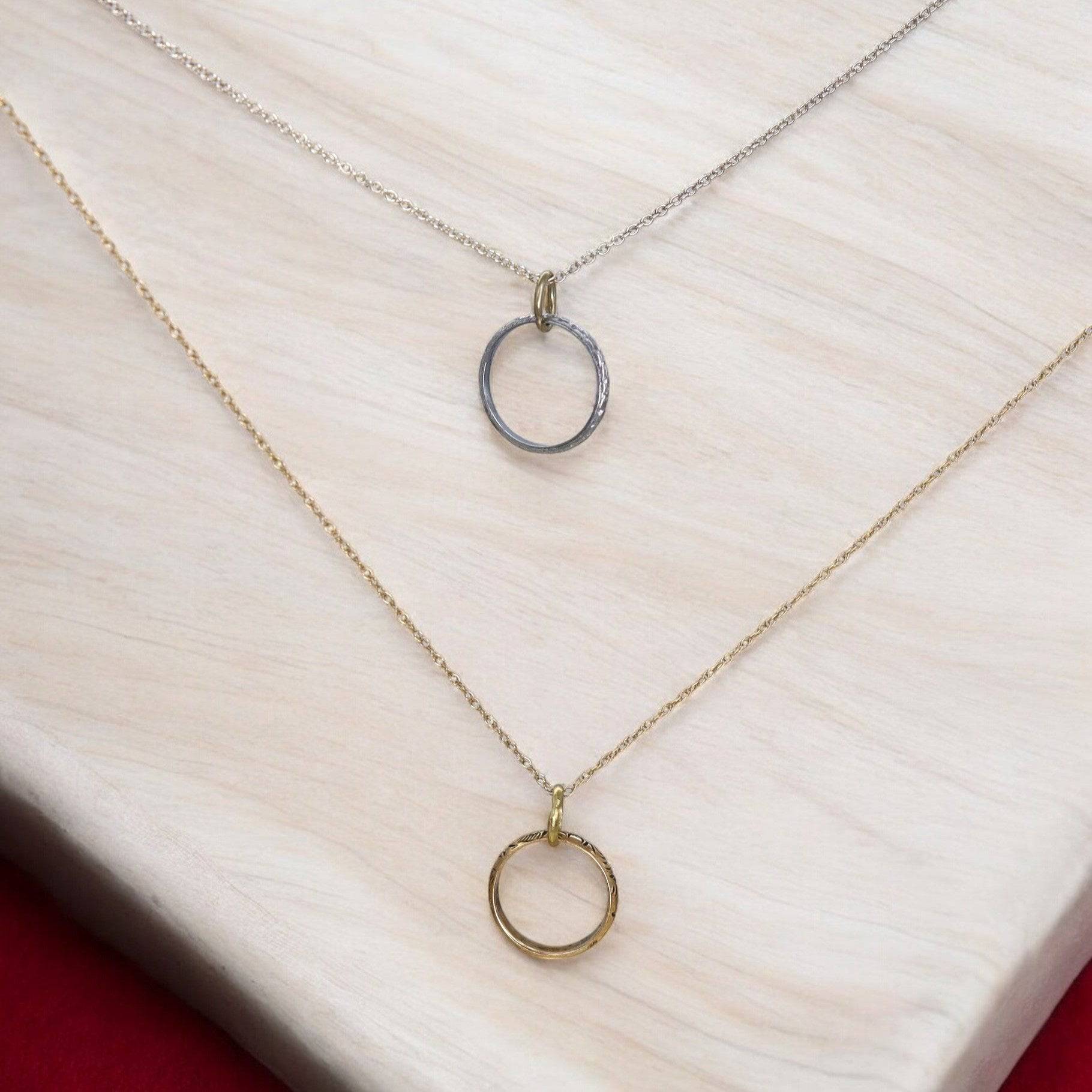 10k Gold Art Deco Circle Pendant - Petra Star