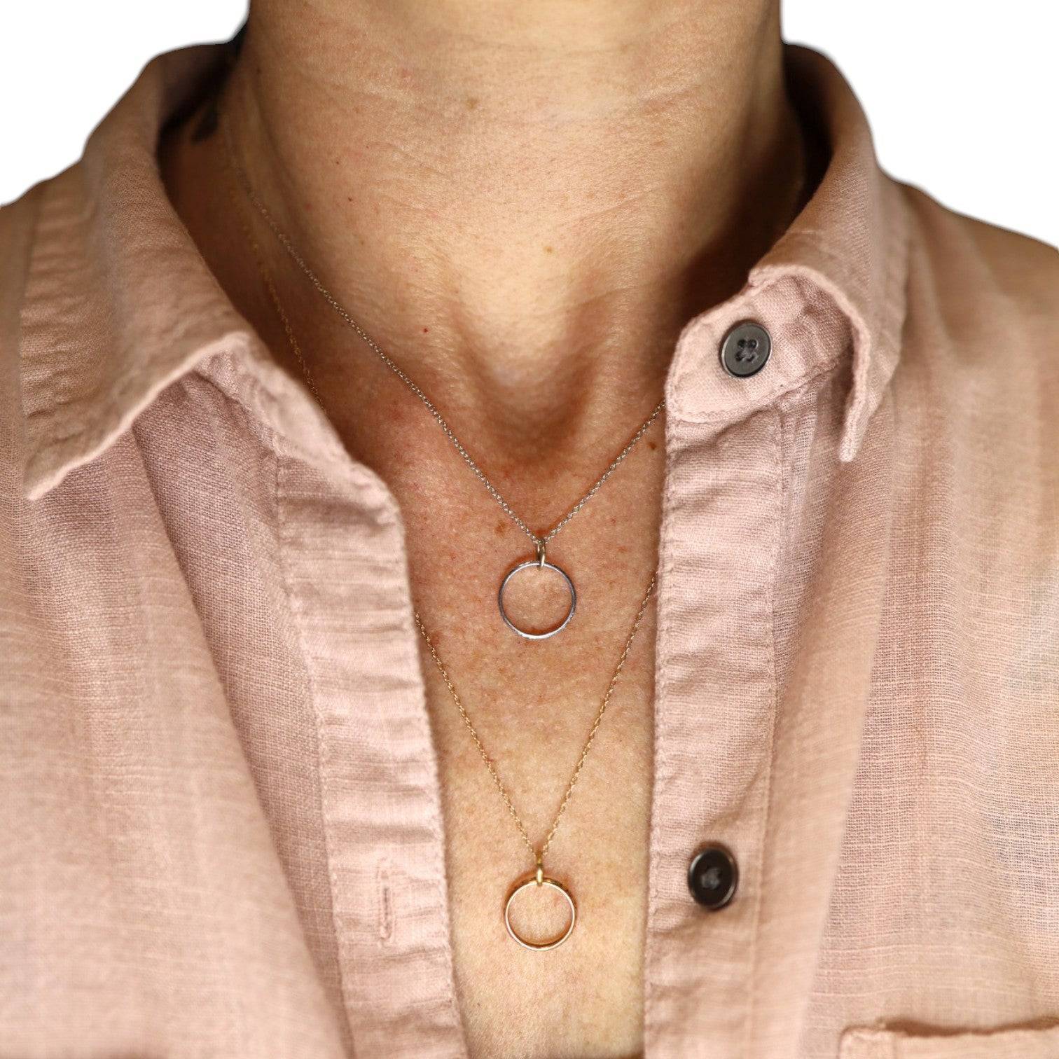 10k Gold Art Deco Circle Pendant - Petra Star