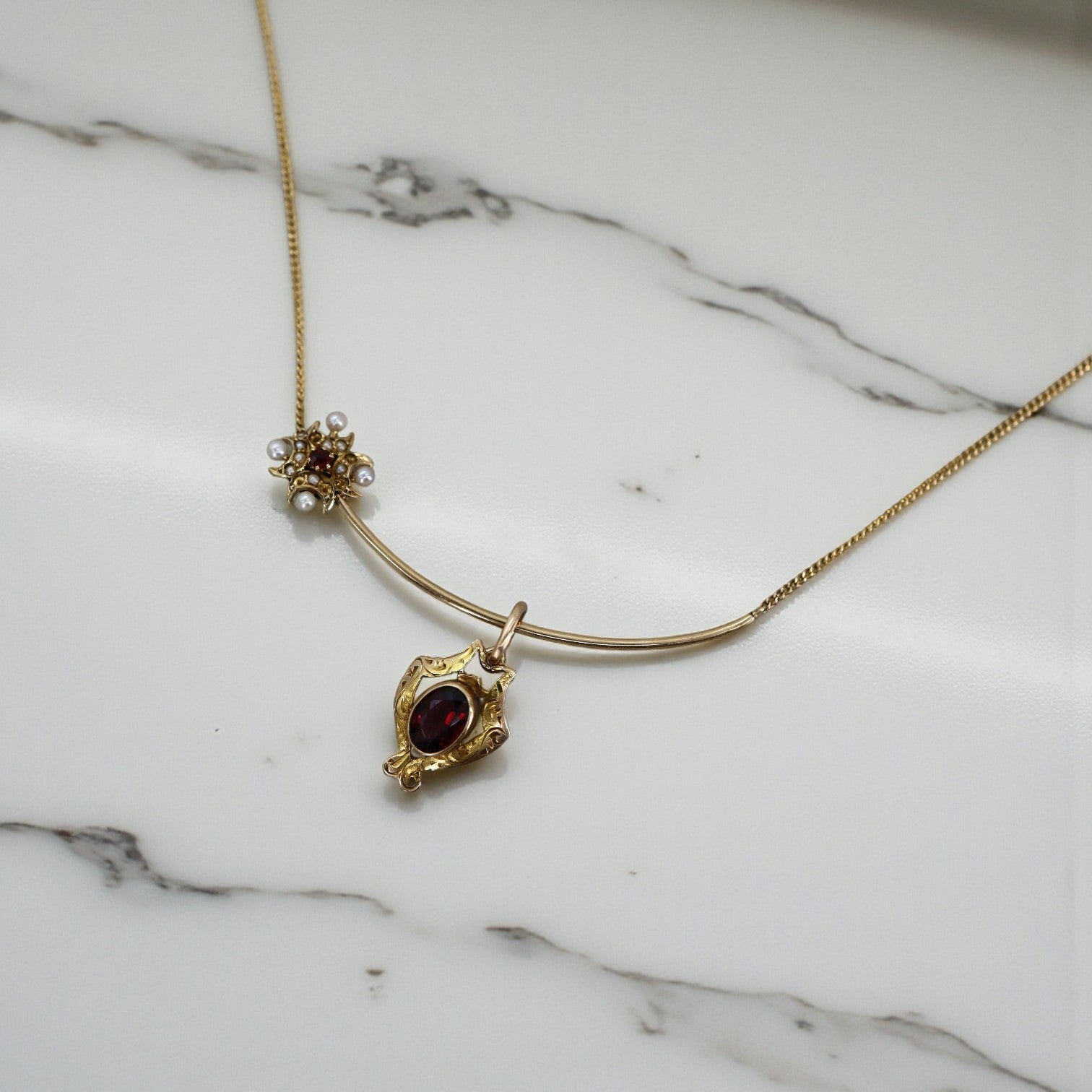 10k Gold Victorian Garnet Pendant - Petra Star