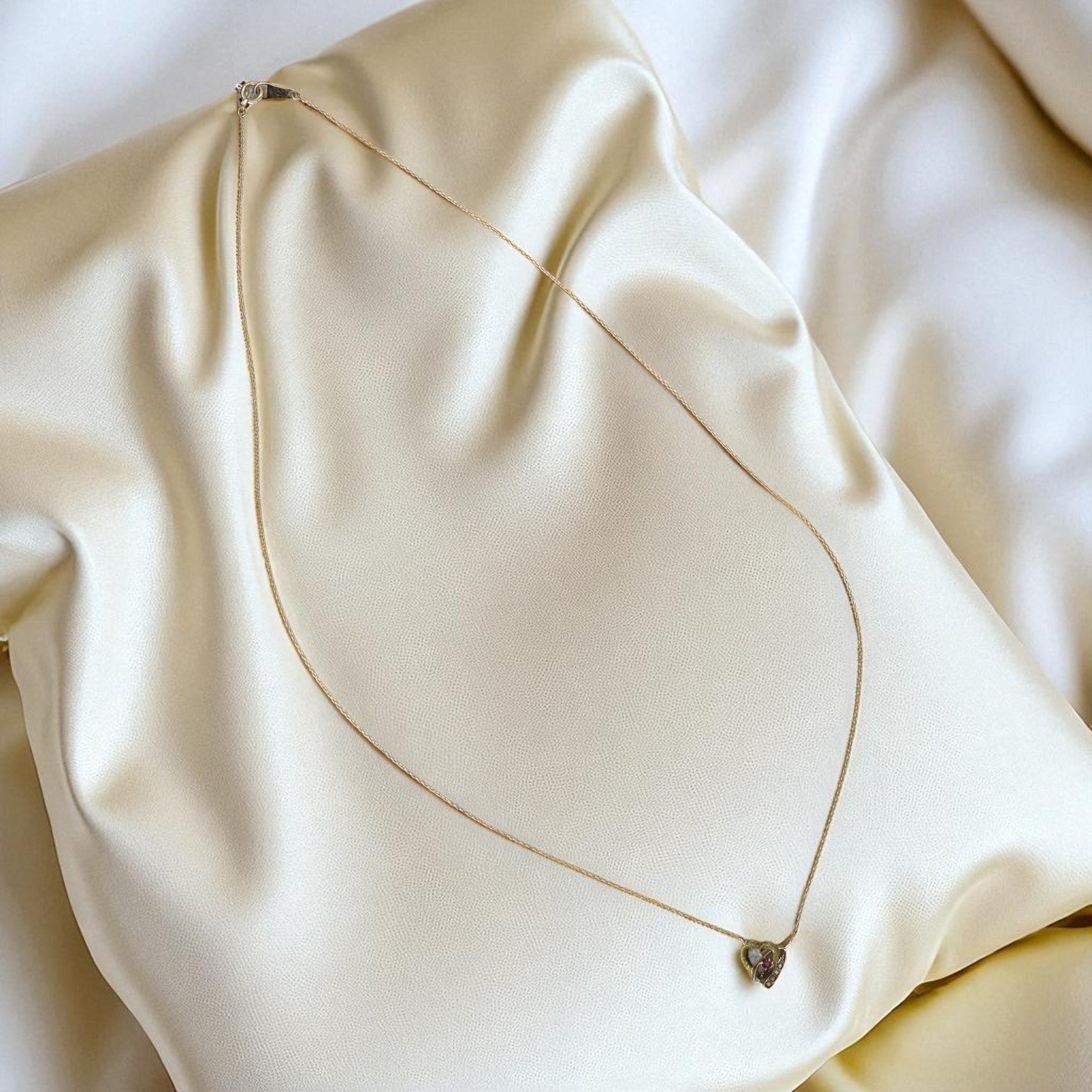 10k Gold Victorian Wishbone Necklace with Heart - Petra Star