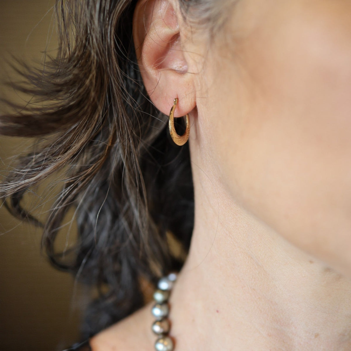 10k Gold Vintage Hoop Earrings, Circa 1980s - Petra StarEarrings
