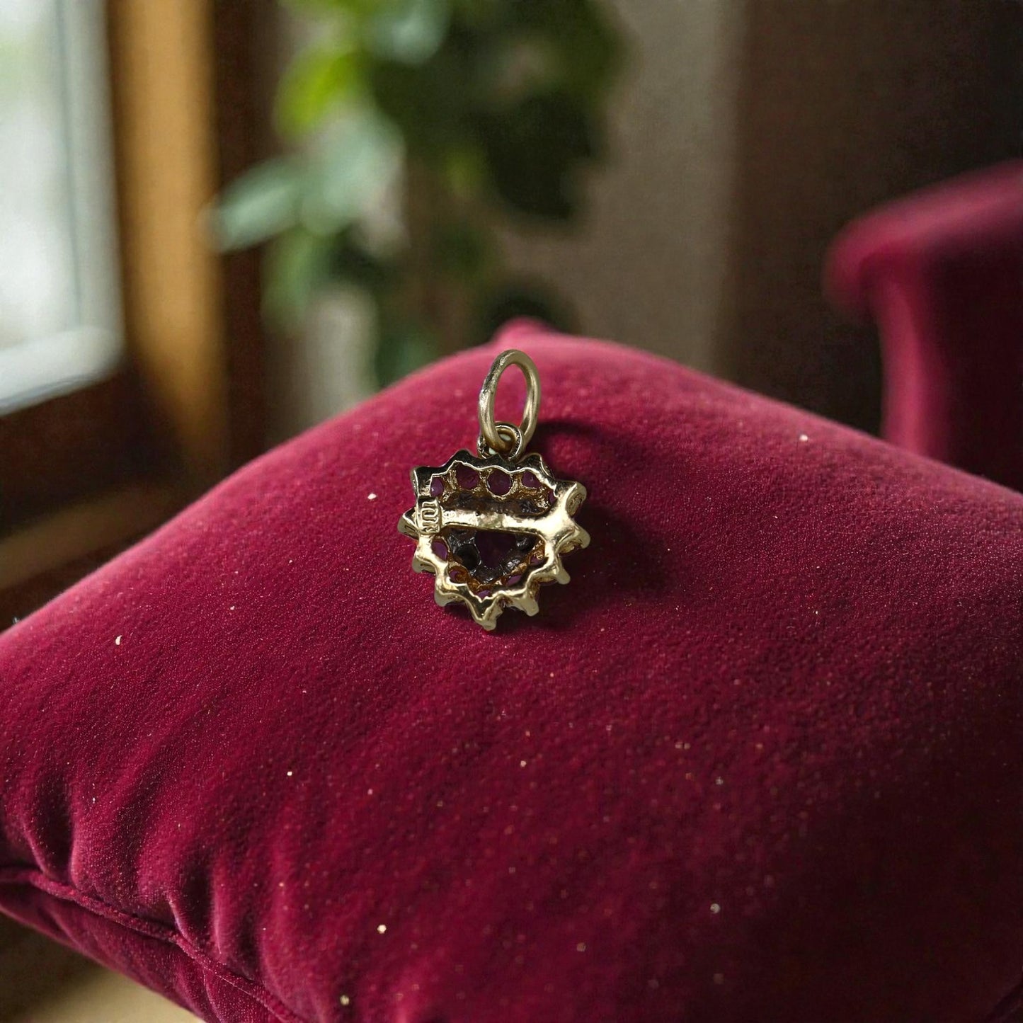 Vintage Ruby & Diamond Heart Pendant in 10k Yellow & White Gold