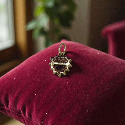 Vintage Ruby & Diamond Heart Pendant in 10k Yellow & White Gold