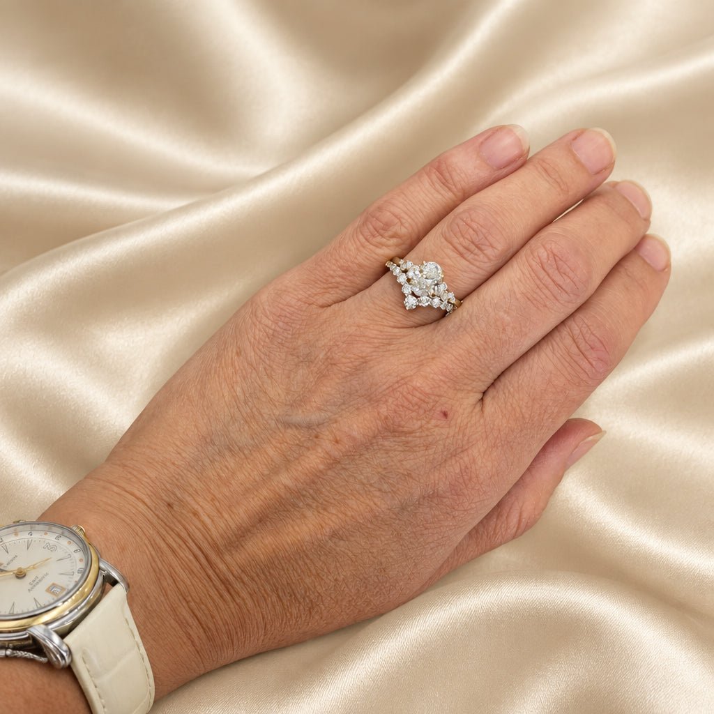 1.21 ct Oval Lab-Grown Diamond Engagement Ring in 14k Yellow Gold, Scattered Side Diamonds, IGI, Size 6.75 - Petra StarEngagement Ring