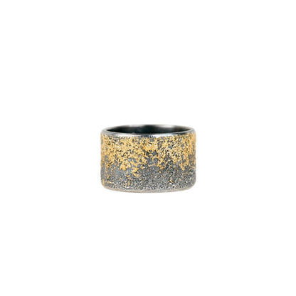 Black + Gold Dusted Band - 22k Gold + Oxidized Argentium Silver - Petra Star