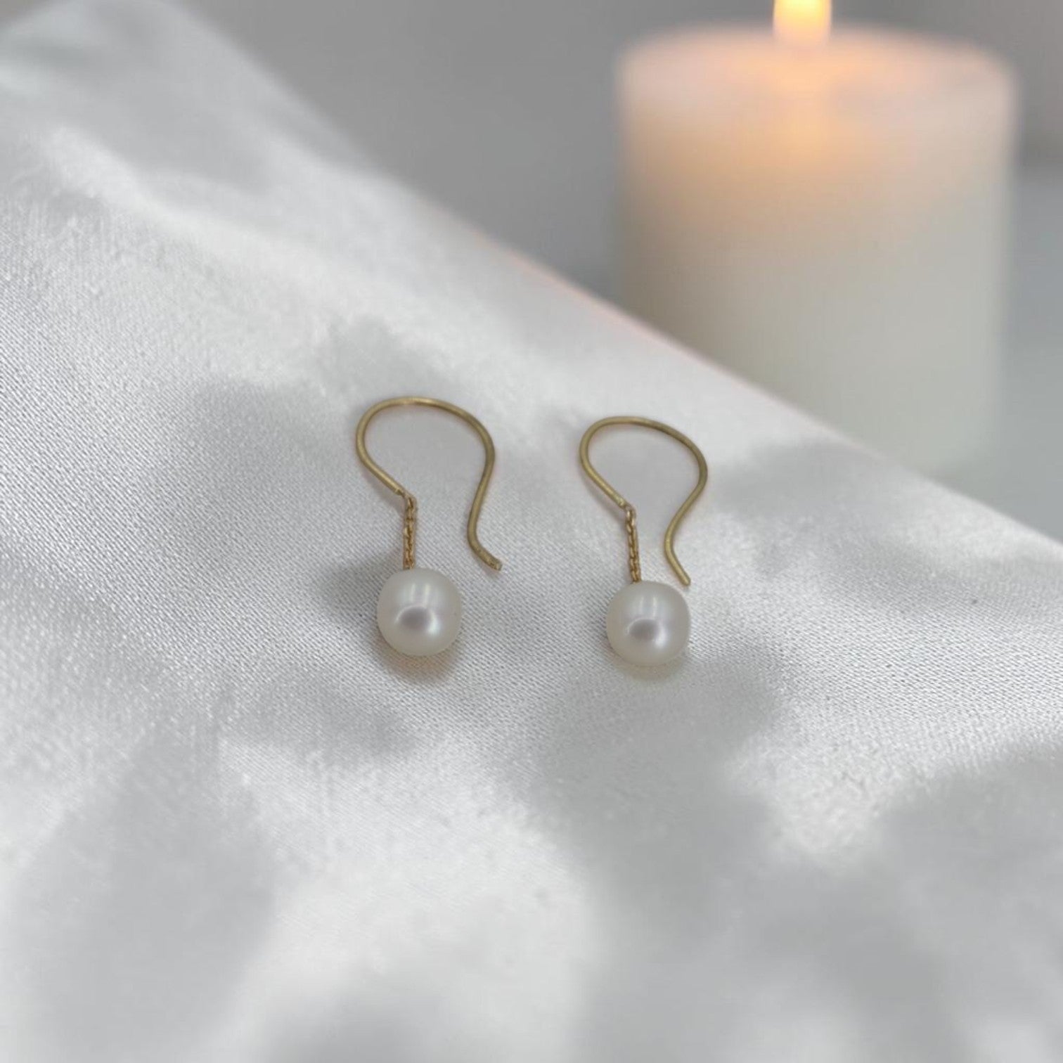 Akoya Pearl Drop Earrings in 14k Gold