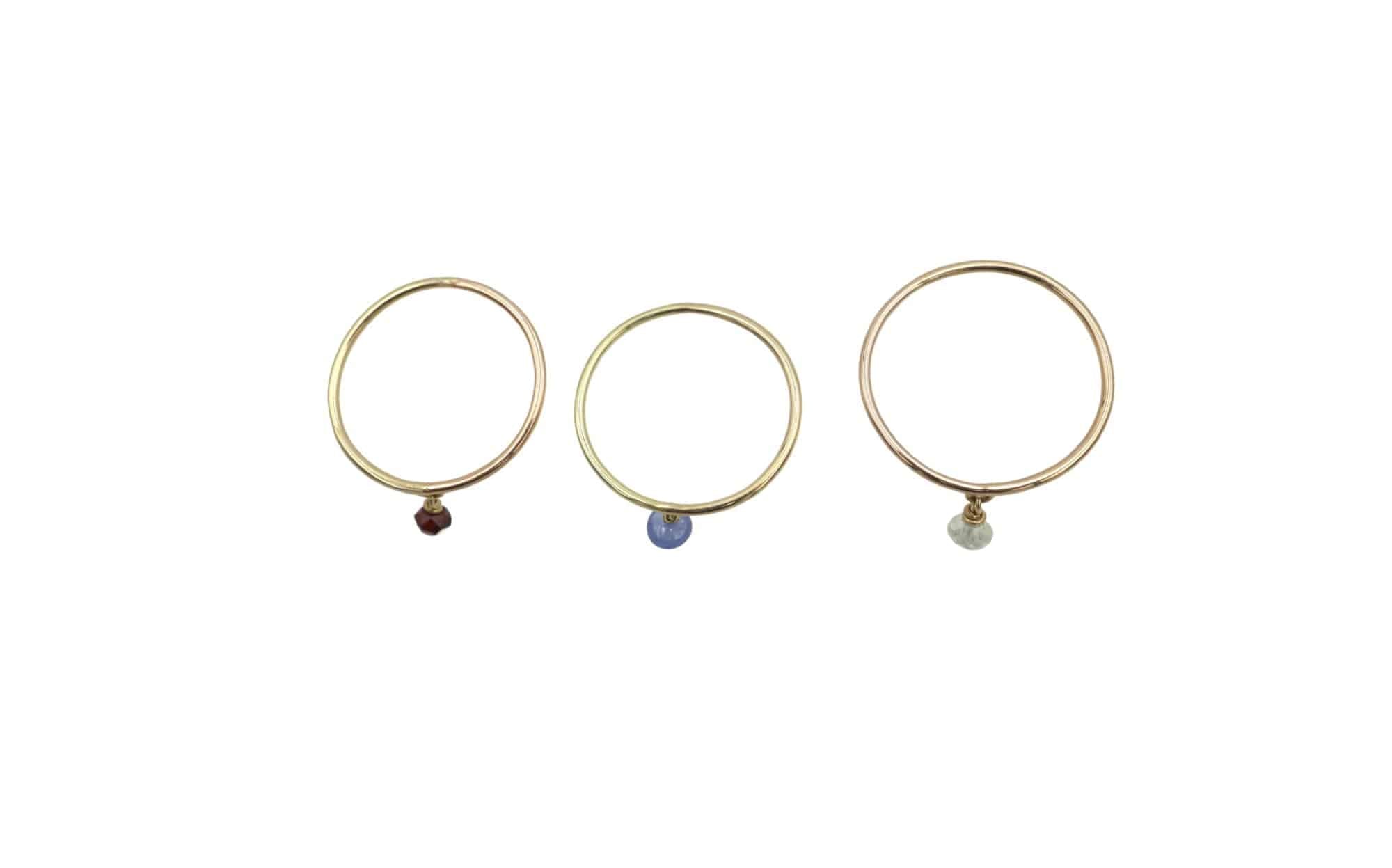 14k Gold Band with Gemstone Charm - Petra Star