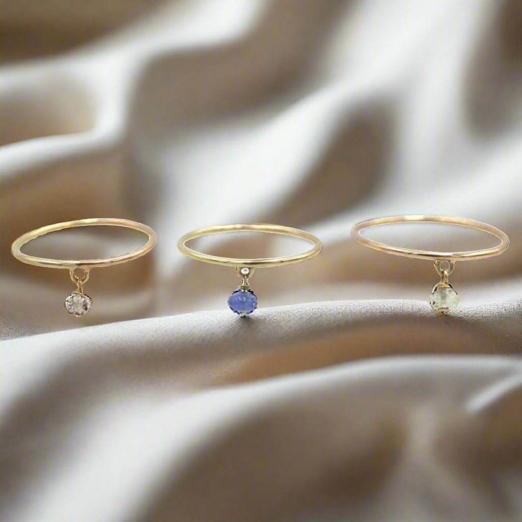 14k Gold Band with Gemstone Charm - Petra Star