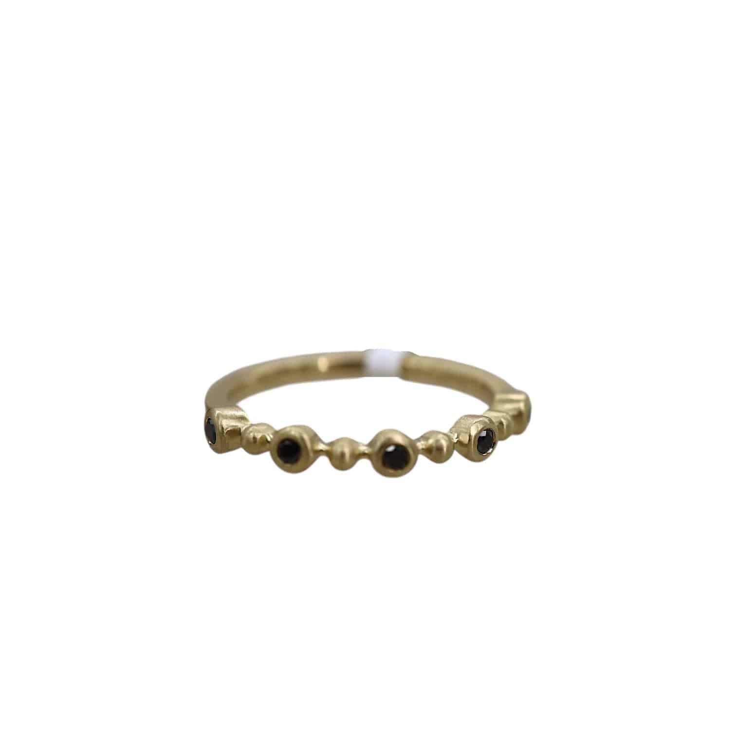 14k Gold Black Diamond Bubble Ring - Petra Star