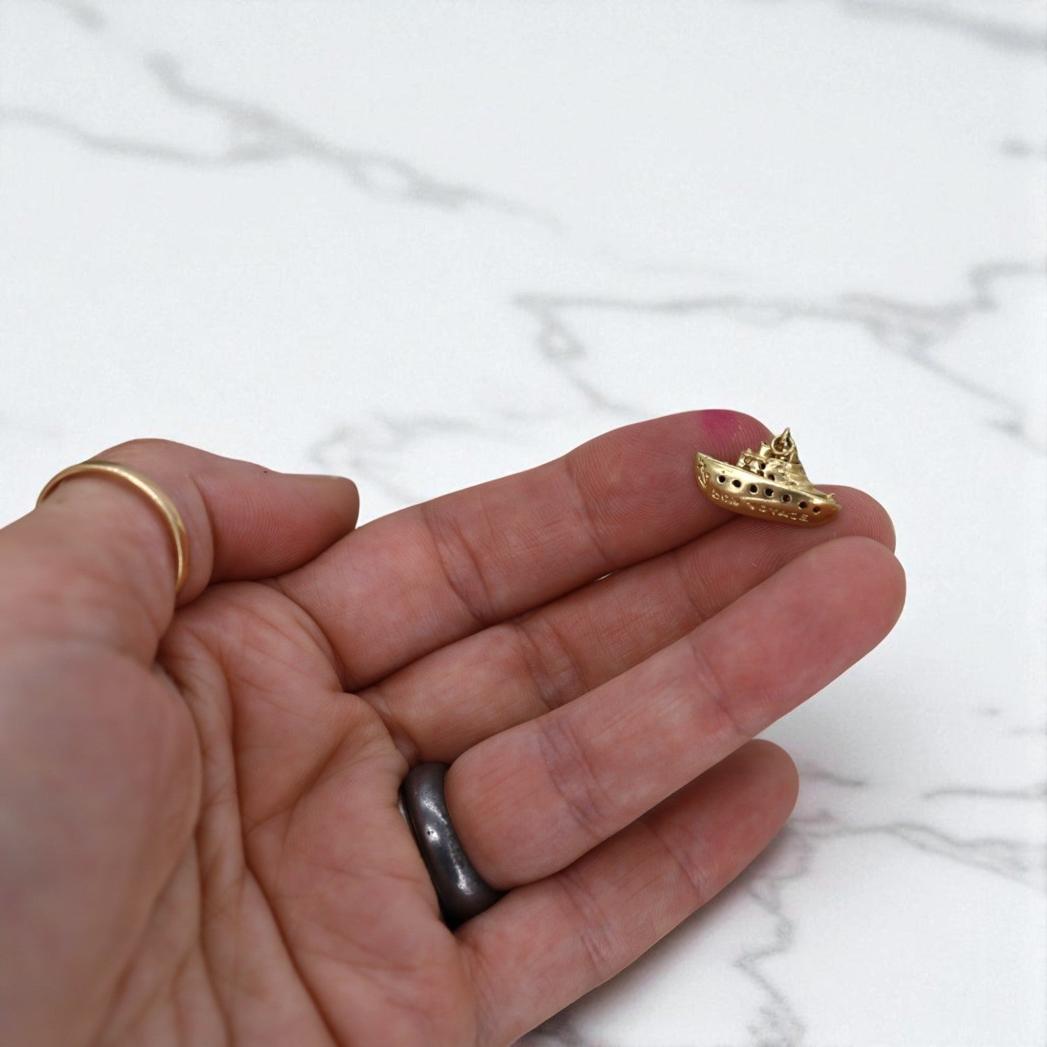 14k Gold "Bon Voyage" Cruise Ship Charm - Petra Star