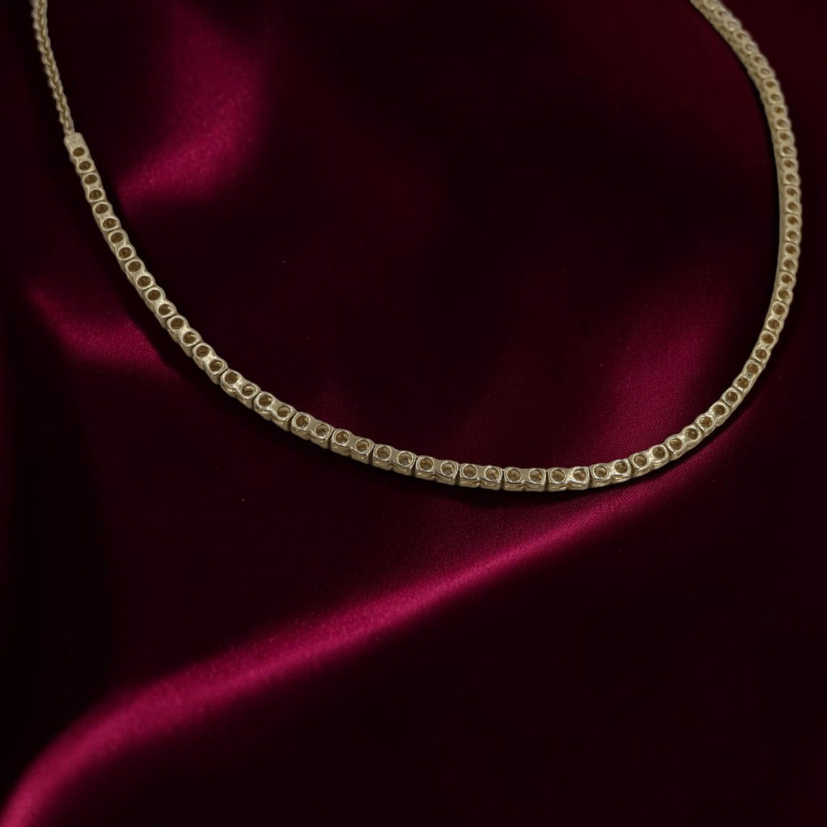 Adjustable Diamond Tennis Necklace | 1.83 CTW Shared Prong | 14K Gold Choker | Petra Star