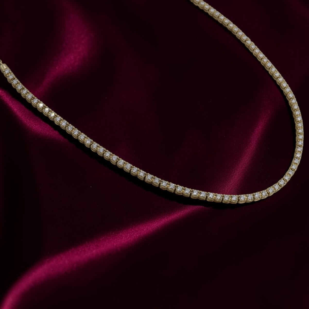 Adjustable Diamond Tennis Necklace | 1.83 CTW Shared Prong | 14K Gold Choker | Petra Star