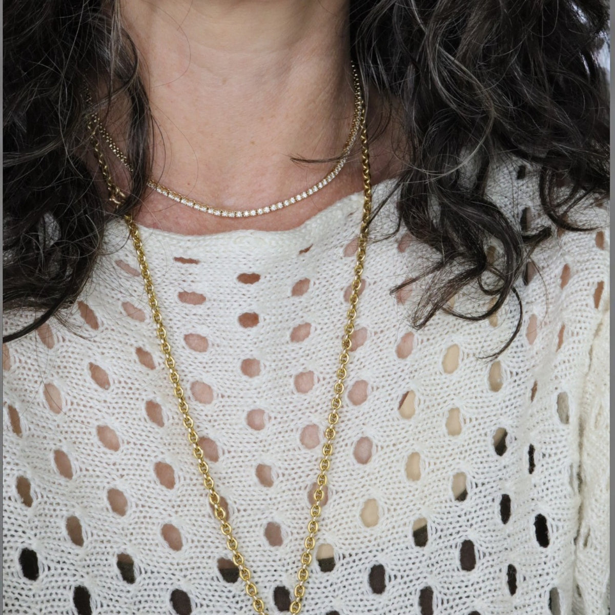 Adjustable Diamond Tennis Necklace | 1.83 CTW Shared Prong | 14K Gold Choker | Petra Star
