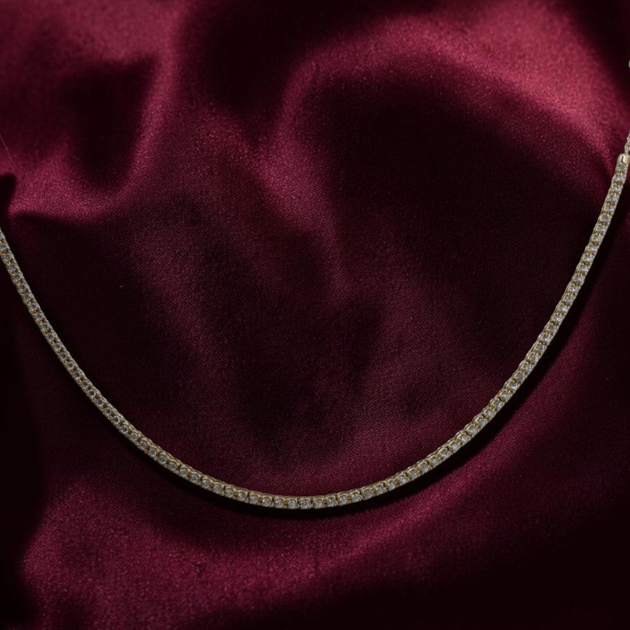 Adjustable Diamond Tennis Necklace | 1.83 CTW Shared Prong | 14K Gold Choker | Petra Star