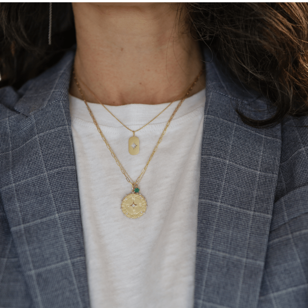 14k Gold Emerald Pendant Necklace, Circa 1990s - Petra Star